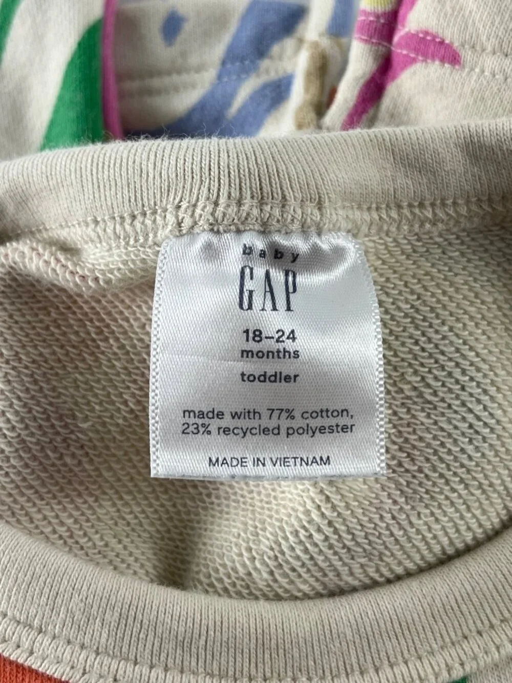 Baby Gap Sweatshirt 18-24M Girls Pink Floral Crewneck Pullover Fleece Jumper
